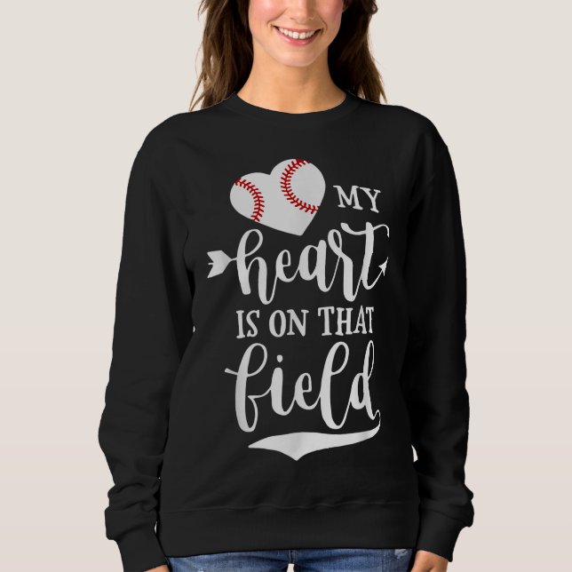 Moletom Meu Coração está no Campo Baseball Mãe (Frente)
