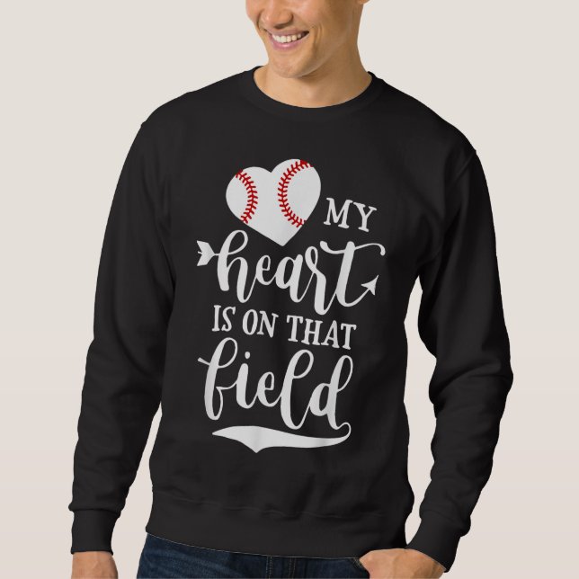 Moletom Meu Coração está no Campo Baseball Mãe (Frente)