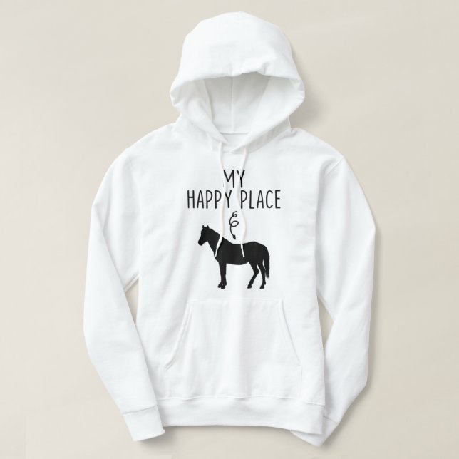 Moletom Meu Lugar Feliz O Sobrenome De Cavalo Presente O C (Frente do Design)