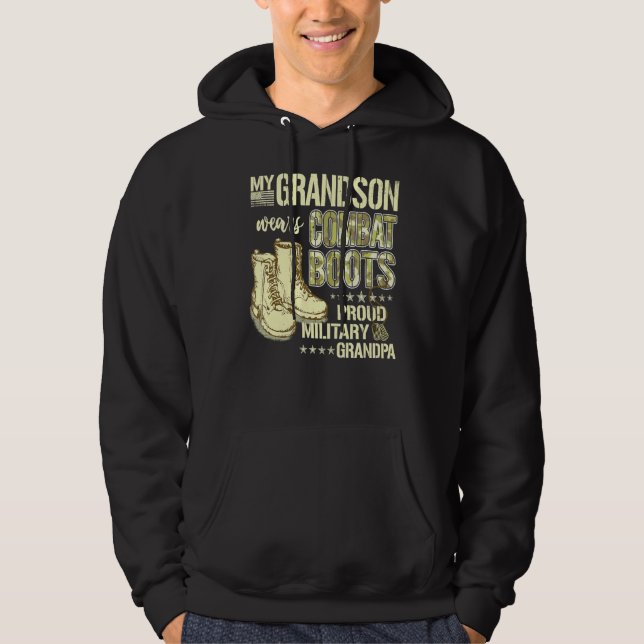 Moletom Meu neto Veste Botas de Combate Orgulhoso (Frente)