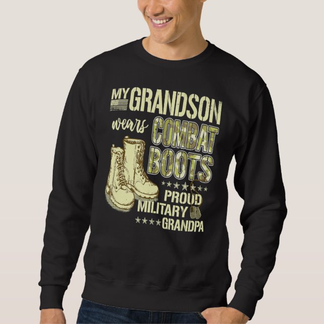 Moletom Meu neto Veste Botas de Combate Orgulhoso (Frente)