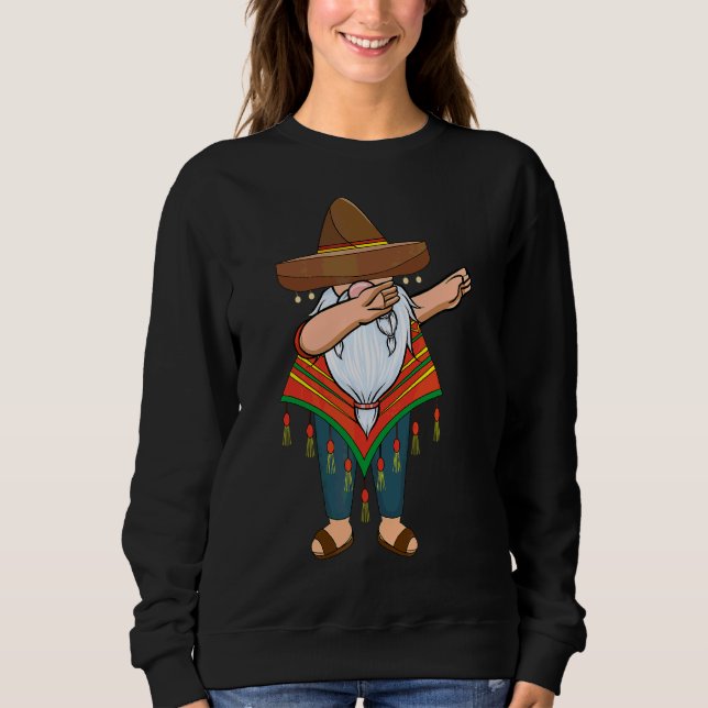Moletom Mexicano Dabbing Gnome Cinco De Mayo Poncho Sombre (Frente)