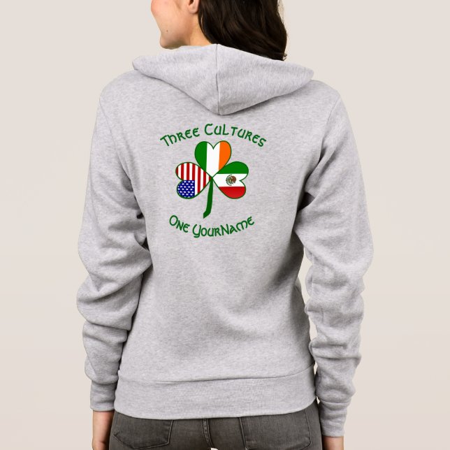 Moletom Mexicano Irish American Flag Shamrock Personalizad (Verso)