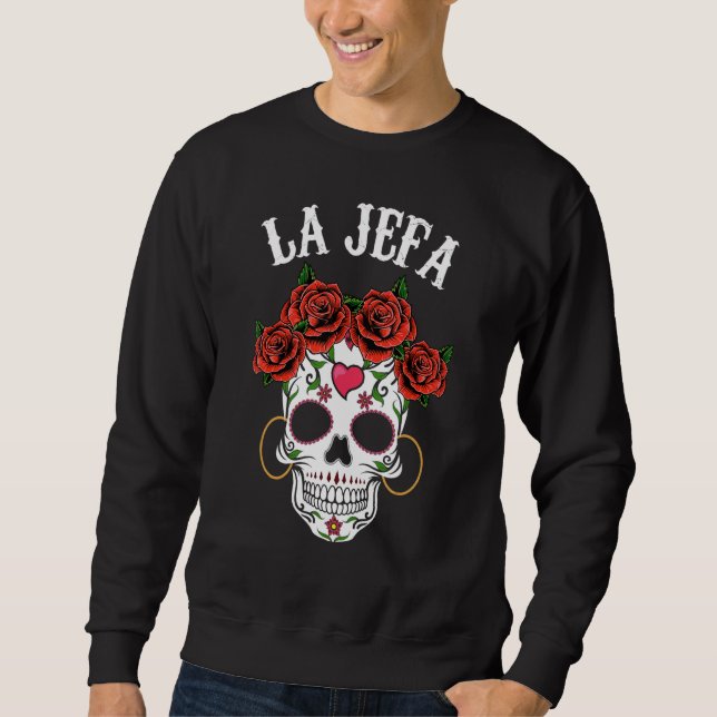 Moletom Mexicano La Jefa Sugar Skull Roupa Dia De Los Mue (Frente)