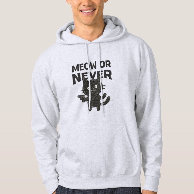 Moletom Miado ou Nunca – Gato Preto Engraçado (Frente)