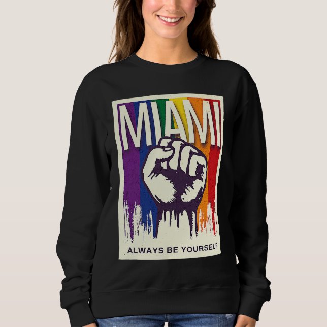 Moletom Miami LGBTQ Pride Rainbow Flag Resist Fist Proud L (Frente)
