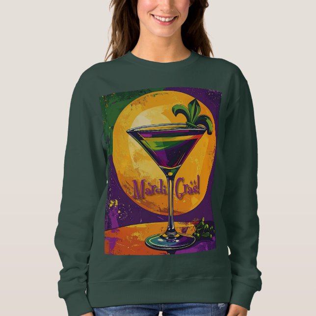 Moletom Mid Century Mardi Gras Sunset Fleur De Lis Martini (Frente)