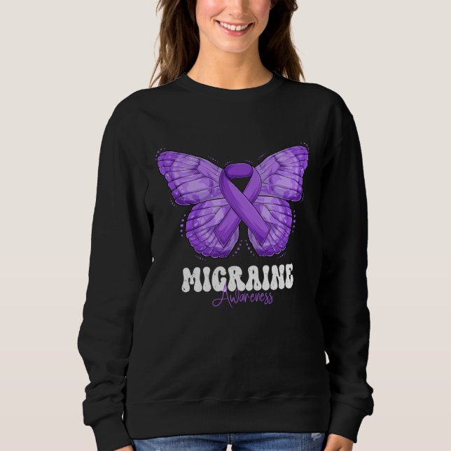 Moletom Migraine Awareness Month Purple Ribbon Butterfly (Frente)