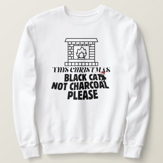Moletom Mikitiez engraçado gato preto natal carvão Papai N (Frente do Design)