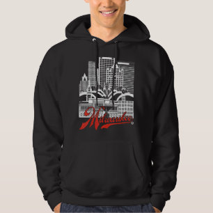 Moletom Milwaukee Skyline Esquadrado Branco+vermelho em pr