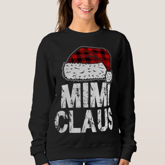 Moletom Mimi Claus Santa Hat Red Buffalo Plaid Christmas P (Frente)