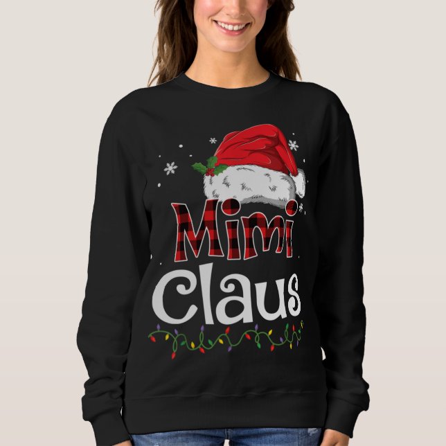 Moletom Mimi Claus Santa Hat Xadrez Vermelha Buffalo Natal (Frente)