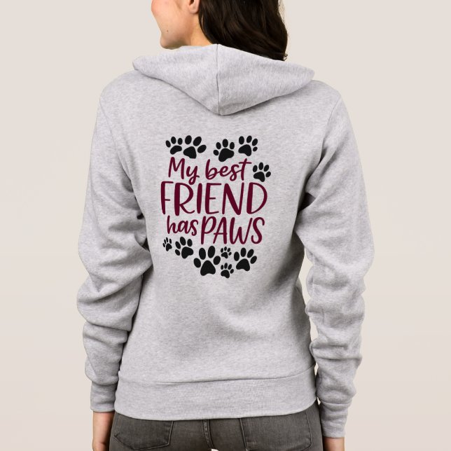 Moletom Minha Melhor Amiga Tem Patas Capuz com Zíper – Ama (Verso)