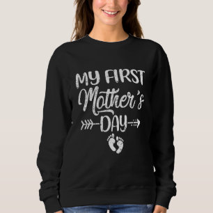 Moletom Minha Primeira Dia de as mães Gráfica Mulher Mãe