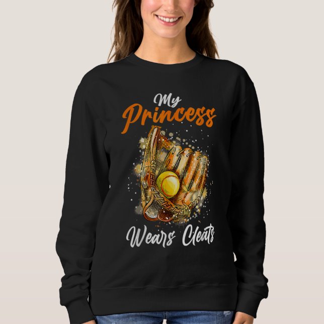 Moletom Minha Princesa Veste Limpa Pais do Softball Player (Frente)
