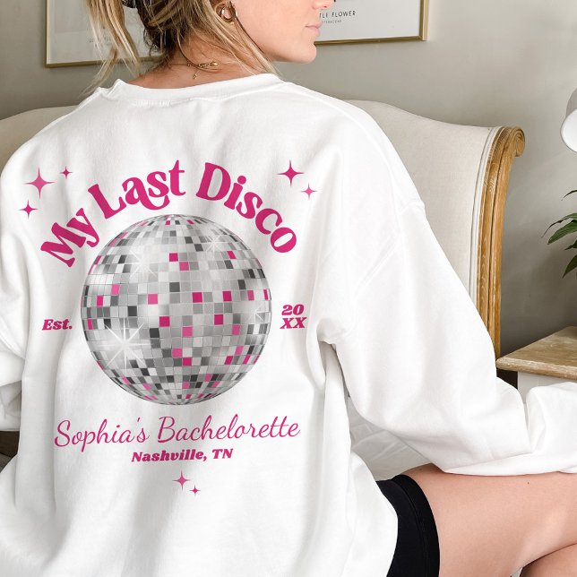 Moletom Minha Última Noiva Divertida Festa de Despedida de (My Last Disco ball theme white bride wedding bachelorette party weekend sweatshirt personalized name)