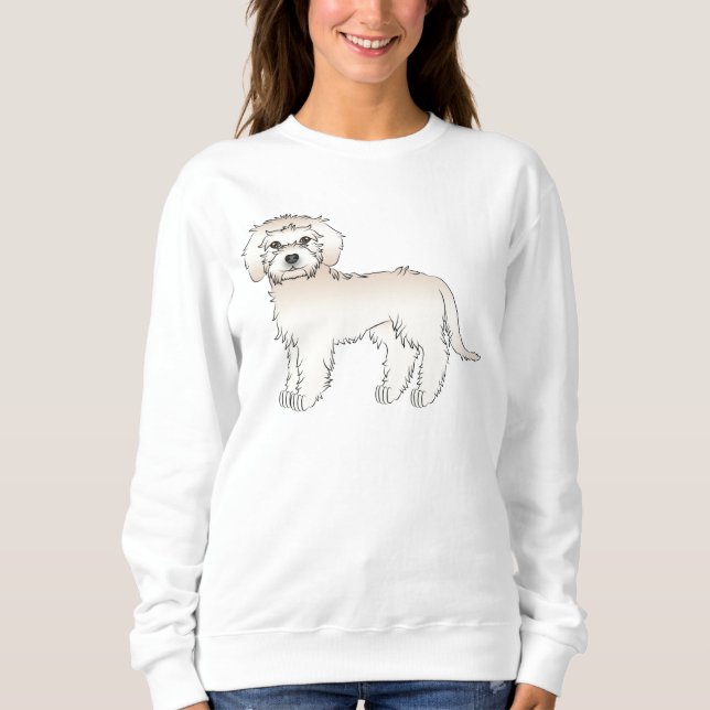 Moletom Mini Goldendoodle Bege Desenho Animado Fofo Cachor (Frente)