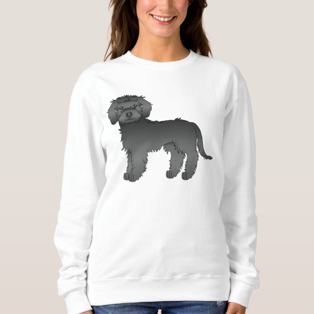 Moletom Mini Goldendoodle Miniatura Preto Cachorro Cartoon (Frente)