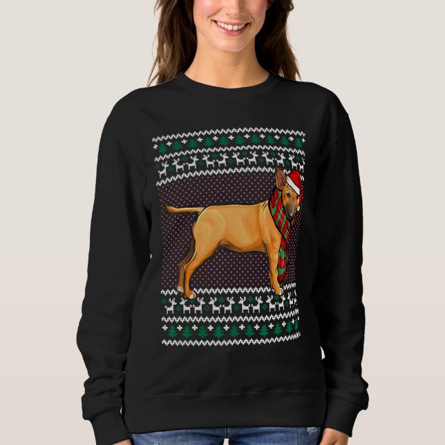 Moletom Miniatura Bull Terrier Dog Santa Hat Ugly Chr (Frente)