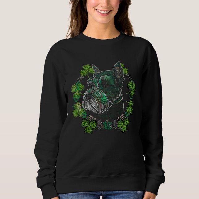 Moletom Miniature Schnauzer Dog Mandala Irish Shamrock St  (Frente)