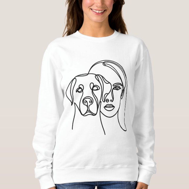 Moletom Minimal Dog Mom Line Art Portrait (Frente)