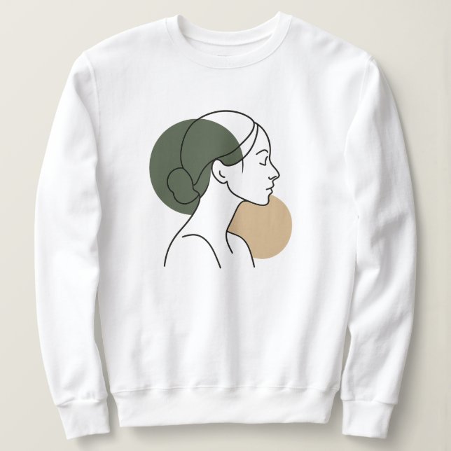 Moletom Minimal Line Art Woman Sweatshirt – Earth Tones (Frente do Design)