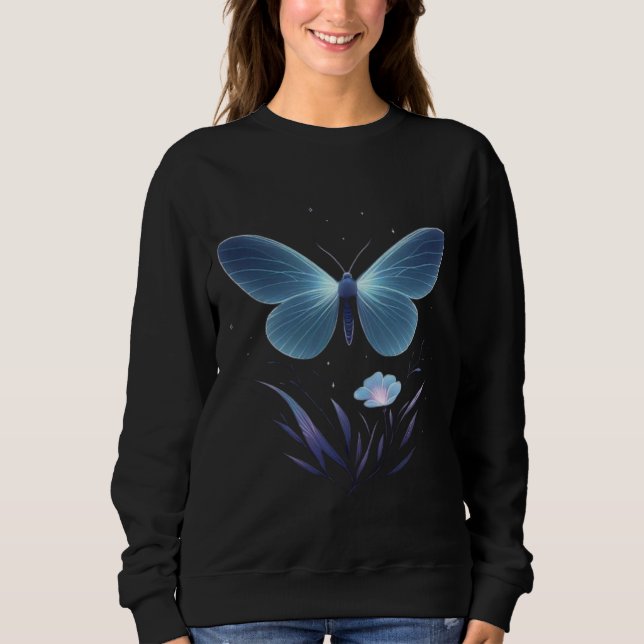 Moletom Minimal Night Butterfly Vector – Soft Glow Illustr (Frente)