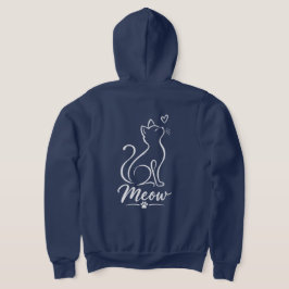 Moletom Minimalist Cat Line Art • Meow Heart Hoodie
