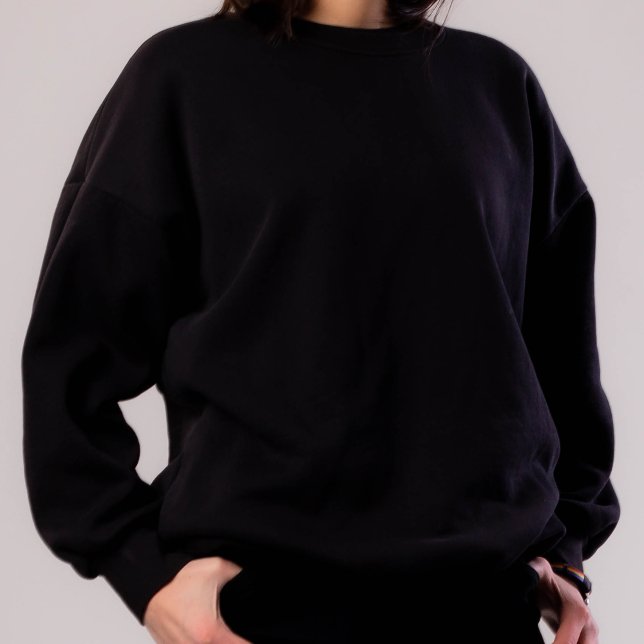 Moletom Mínimo Simples de Cor Sólida Preta Jet (jet black solid color sweatshirt for women)