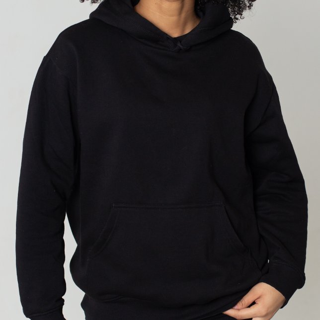 Moletom Mínimo Simples de Cor Sólida Preta Jet (Jet Black Solid Color Simple Minimalist Hoodie)