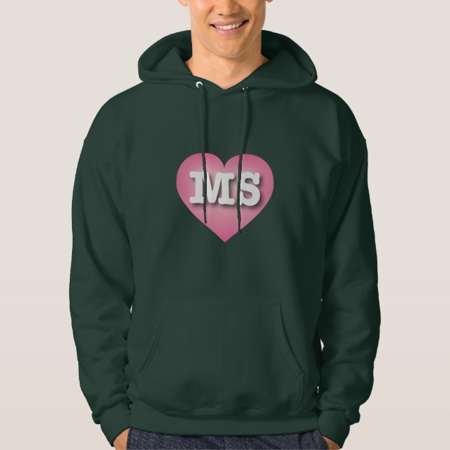 Moletom Mississippi Rosa Fade Heart - Eu amo MS (Frente)