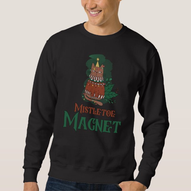 Moletom Mistletoe Magnet | Gato de Natal engraçado (Frente)