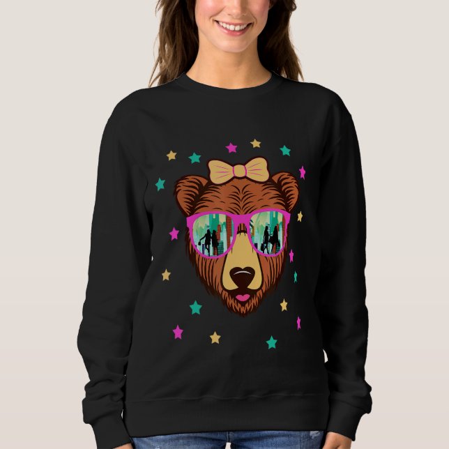 Moletom Moda De Urso Bonito Em Óculos De Sol Meninas Joven (Frente)