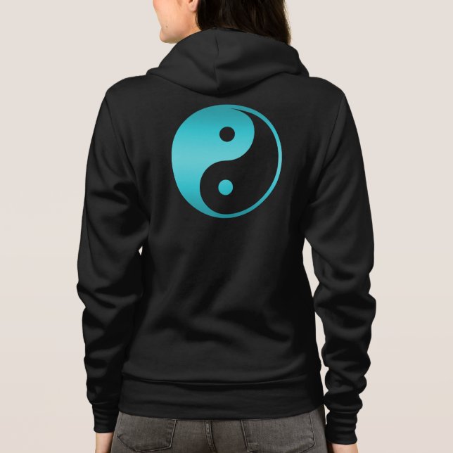 Moletom Modelo azul da ilustração da cerceta de Yin Yang (Verso)