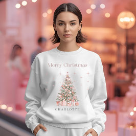 Moletom Modern Blush Christmas Tree – Personalized Holiday