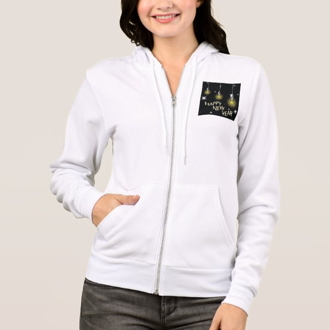 Moletom Modern Glowing Light Bulbs Happy New Year (Frente)