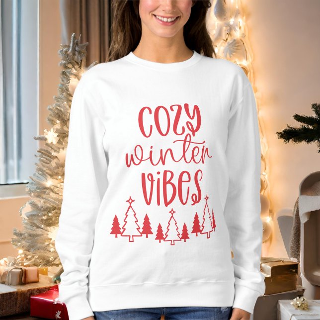 Moletom Modern Red Typografia Cozy Winter Vibes (Criador carregado)