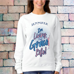 Moletom Moderno Blue Script Grace Mulheres Personalizam