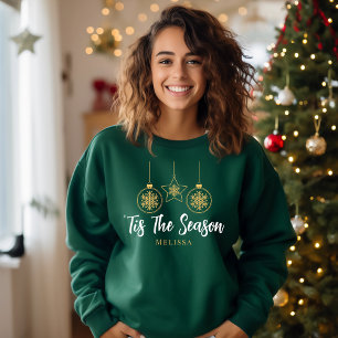 Moletom Moderno Natal É A Época Verde Dourada, Branca