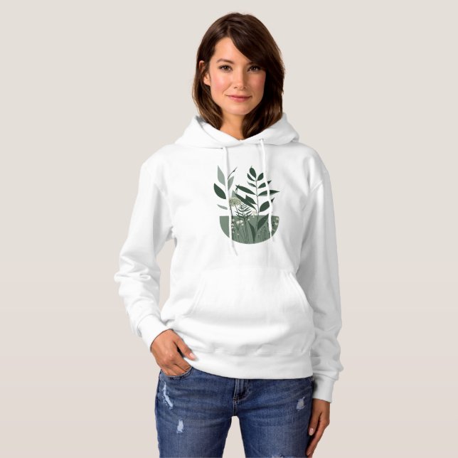 Moletom Mole Nature Folhas Capuz Feminino | Botânico A (Frente Completa)