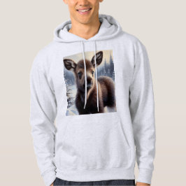 Moletom Moleque de Alce na Neve Capuz Unisex de Inverno