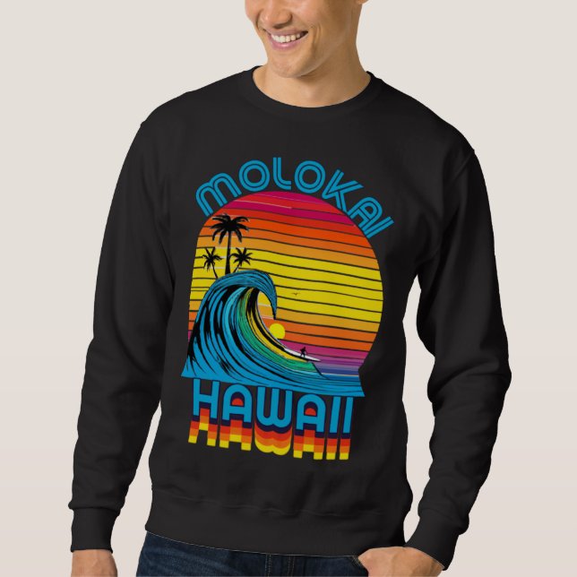 Moletom Molokai Hawaii Retro Throwback Surf & Beach Souven (Frente)