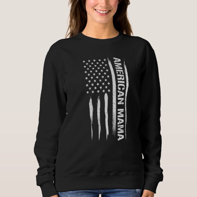 Moletom Mom American Mama - American Flag Sayings Premium (Frente)