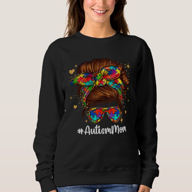 Moletom Mom Autism Child Messy Bun Awareness Choose Kindne (Frente)