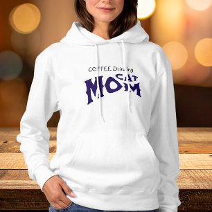 Moletom MOM CAT, BEBENDO de CAFÉ, preto/azul, em branco