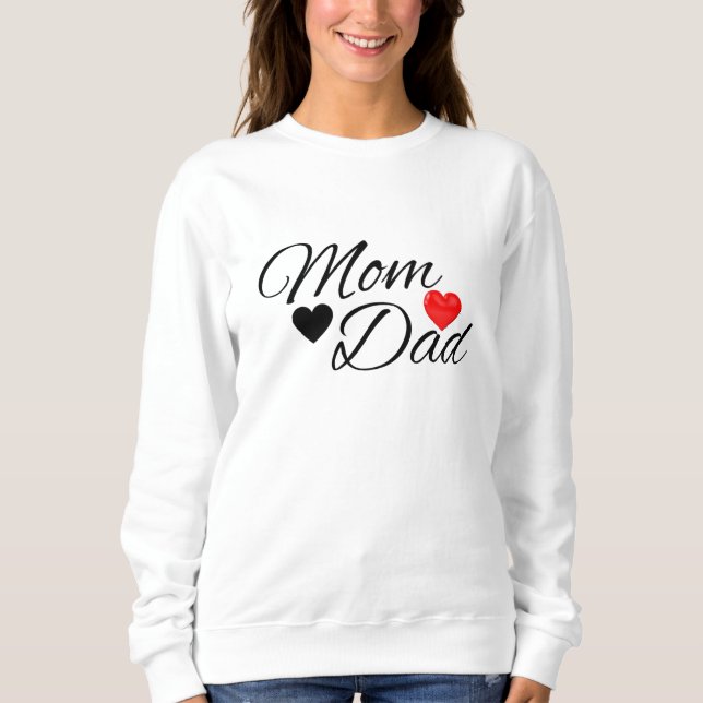 Moletom Mom & Dad Hearts - Elegant Typography Family Love (Frente)