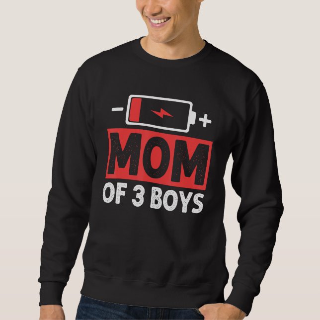 Moletom Mom Of 3 Boys Low Battery Mama Mother s Day (Frente)