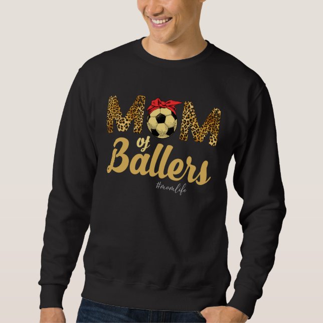 Moletom Mom of Ballers Soccer Leopard Mom Life Mothers Day (Frente)
