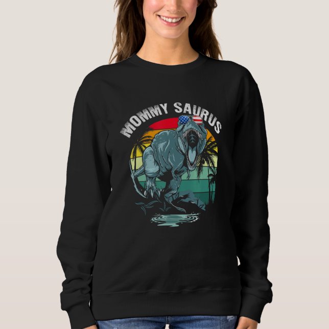 Moletom Mommysaurus T Rex Dinosaur Mamãe Saurus Us Flag Fa (Frente)