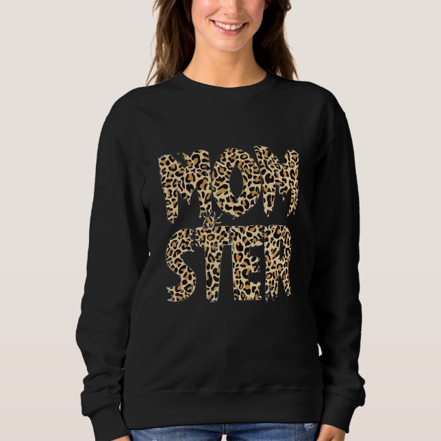 Moletom Momster Halloween Mãe Padrão Leopard (Frente)